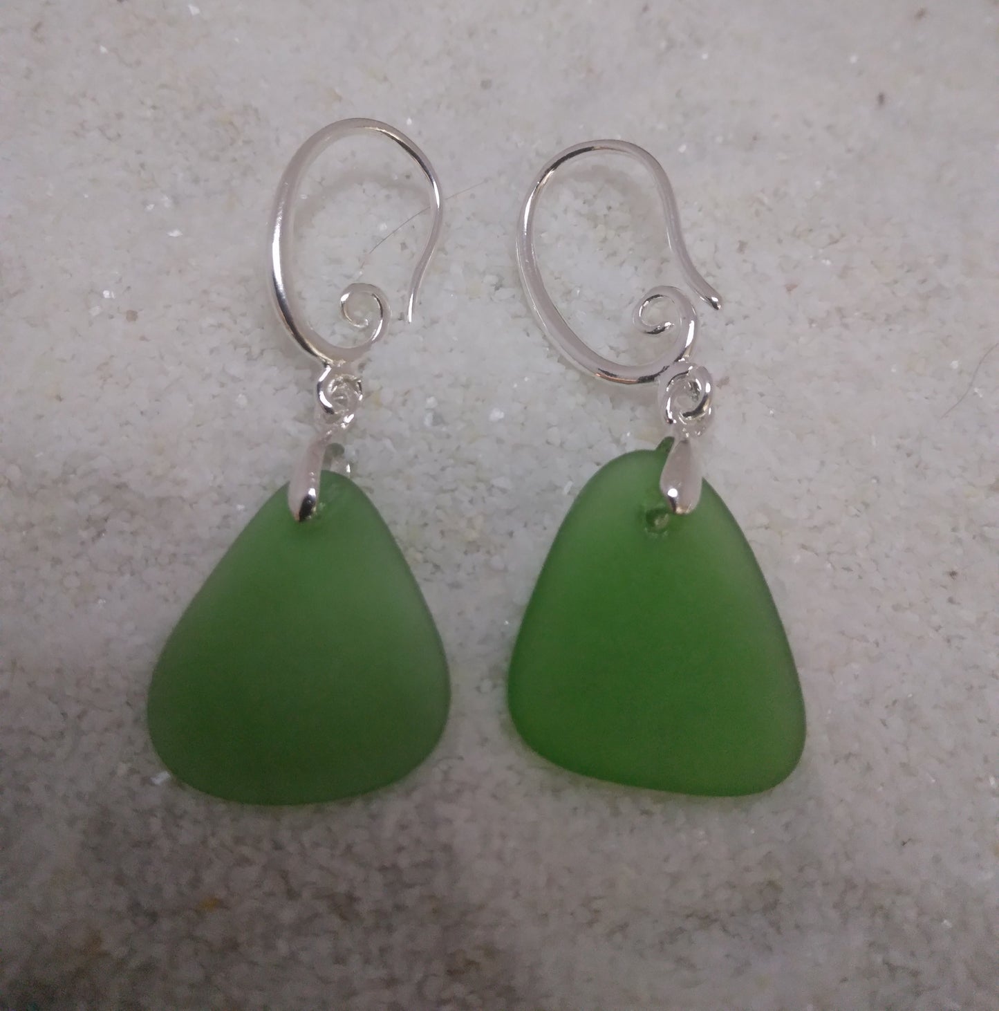 Emerald Green Seaglass Earrings